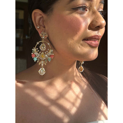 Amreli Jaipur Multi-Color Statement Kundan Earrings