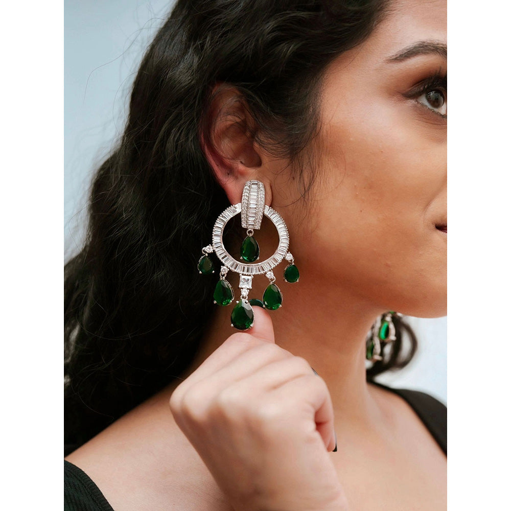 Amreli Jaipur Multi-Color Silver Plated American Diamond Earrings