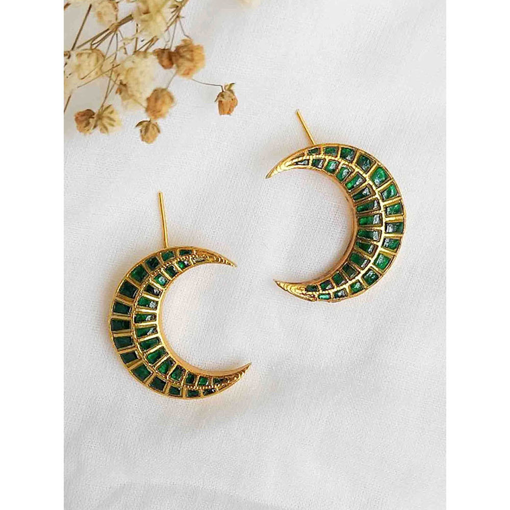 Amreli Jaipur Green Pachi Kundan Earrings