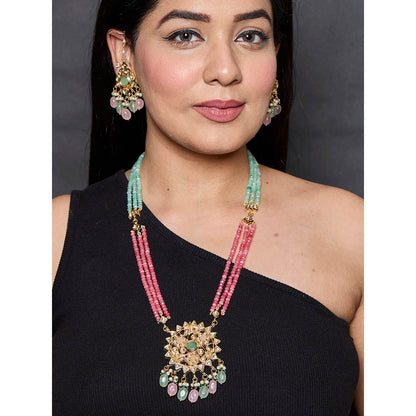 Amreli Jaipur Multi-Color Kundan Carving Stone Necklace Set