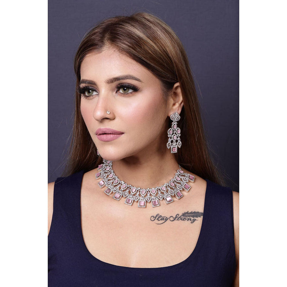 Amreli Jaipur Tionna Pink Diamante Choker Set