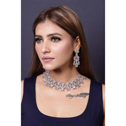 Amreli Jaipur Tionna Pink Diamante Choker Set