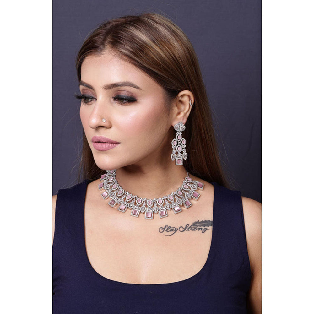 Amreli Jaipur Tionna Pink Diamante Choker Set