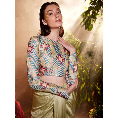Amrood Beige Top with Skirt (Set of 2)