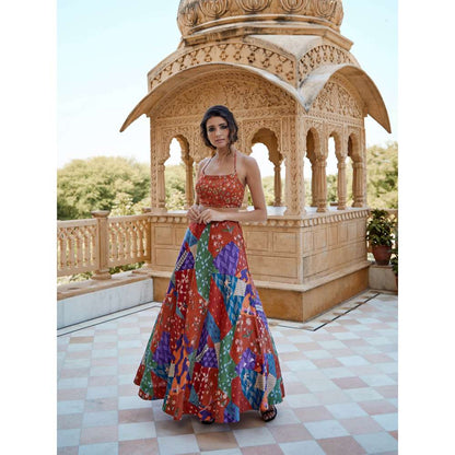 Amrood Rust Blouse with Lehengas (Set of 2)