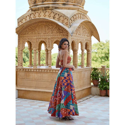 Amrood Rust Blouse with Lehengas (Set of 2)