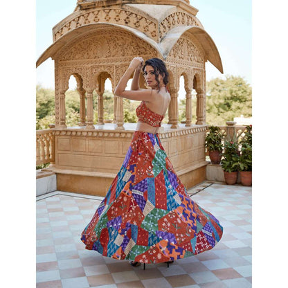 Amrood Rust Blouse with Lehengas (Set of 2)