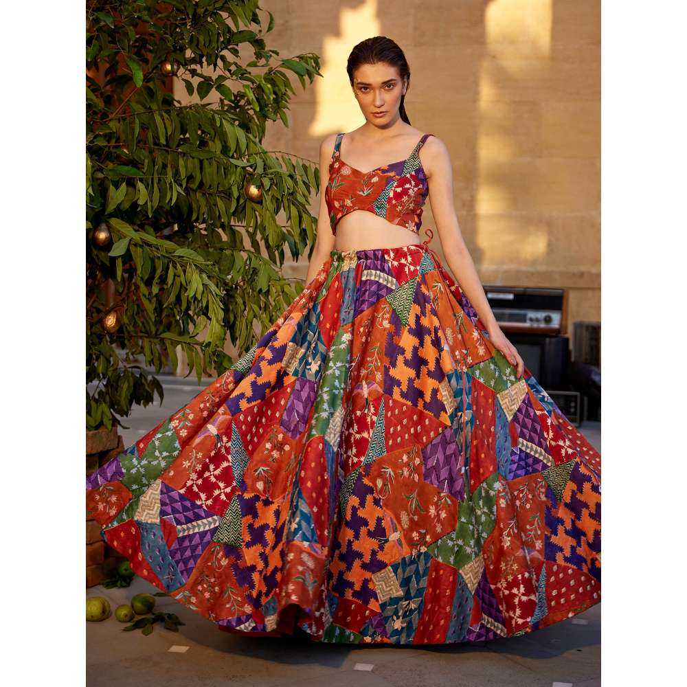 Amrood Rust Blouse with Lehengas (Set of 2)