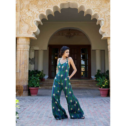 Amrood Green Printed Jumpsuits