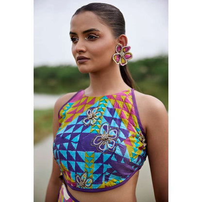 Amrood Green Crop Top with Skirt (Set of 2)