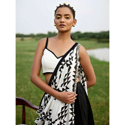 Amrood Black Blouse with Lehenga and Dupatta (Set of 3)