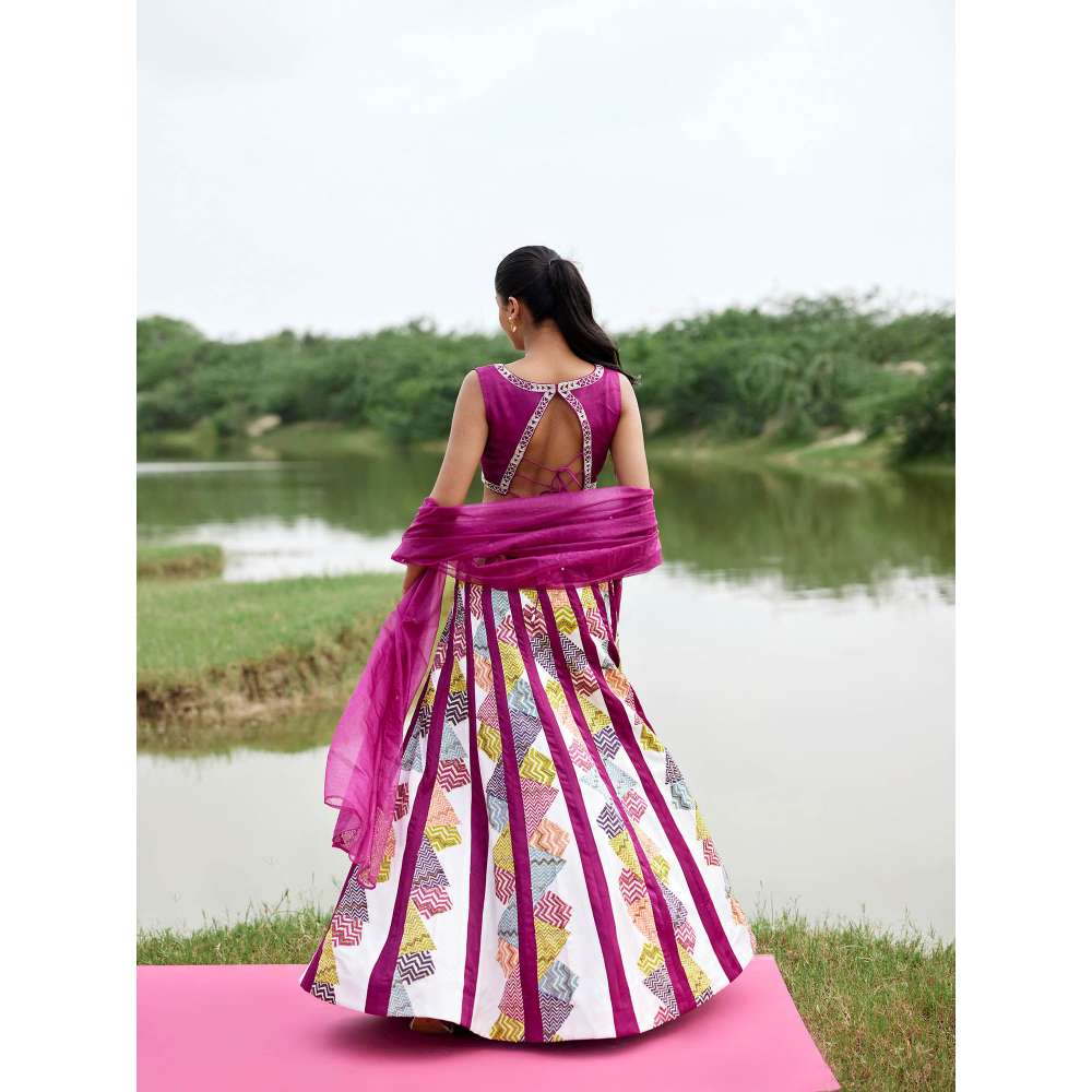 Amrood Pink Blouse with Lehenga and Dupatta (Set of 3)
