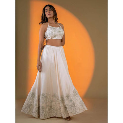 Amrood Off White Lehenga with Hand Embroidery Blouse (Set of 2)