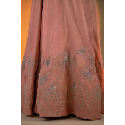 Amrood Peach Lehenga with Intricate Hand Embroidery Blouse (Set of 2)