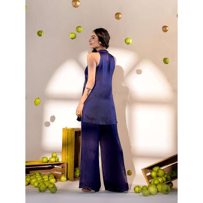 Amrood Blue Hand Embroidery Tunic with Pant (Set of 2)
