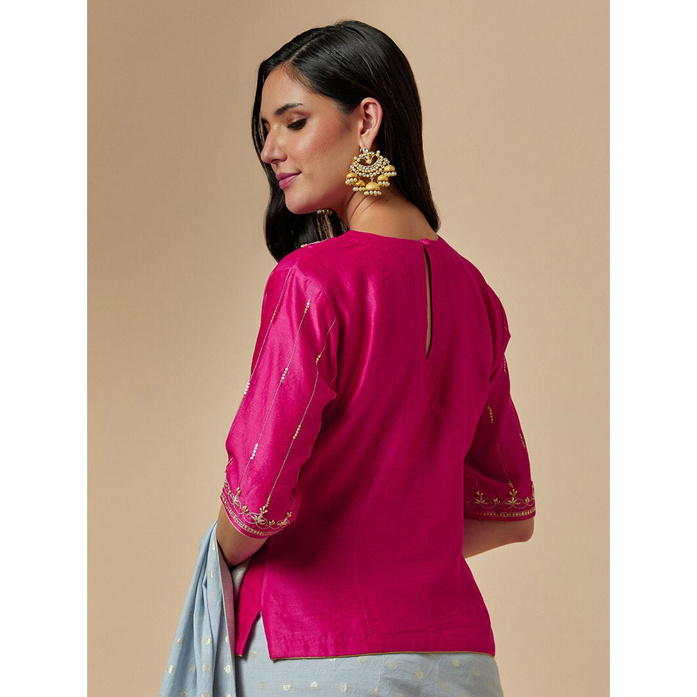 Anantaa by Roohi Trehan Pink Closed Neck Blouse