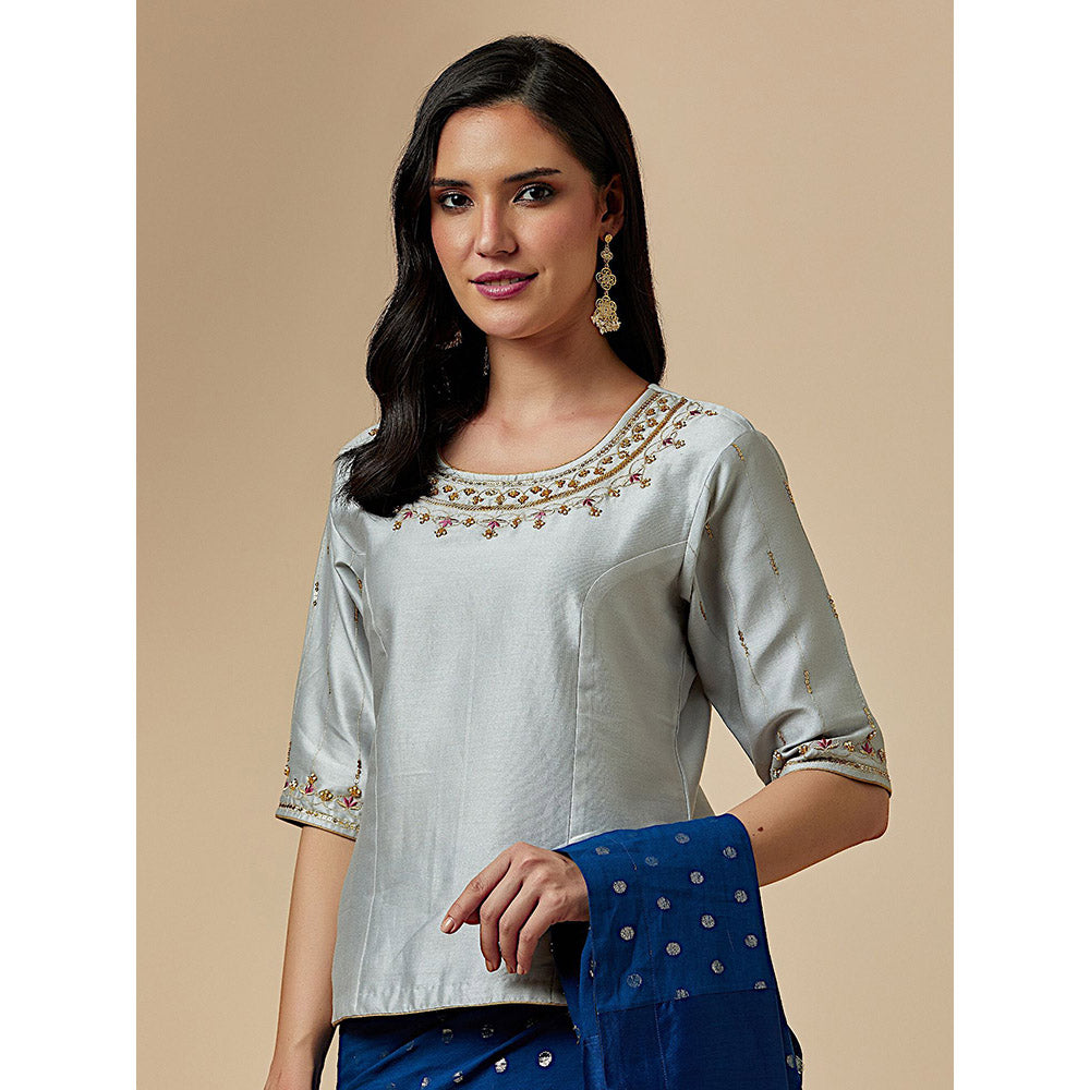Anantaa by Roohi Trehan Grey Closed Neck Blouse