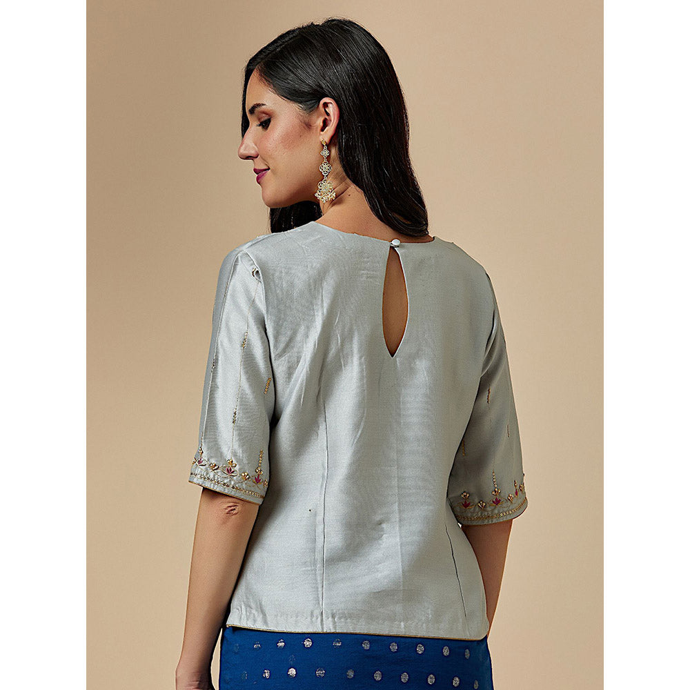 Anantaa by Roohi Trehan Grey Closed Neck Blouse