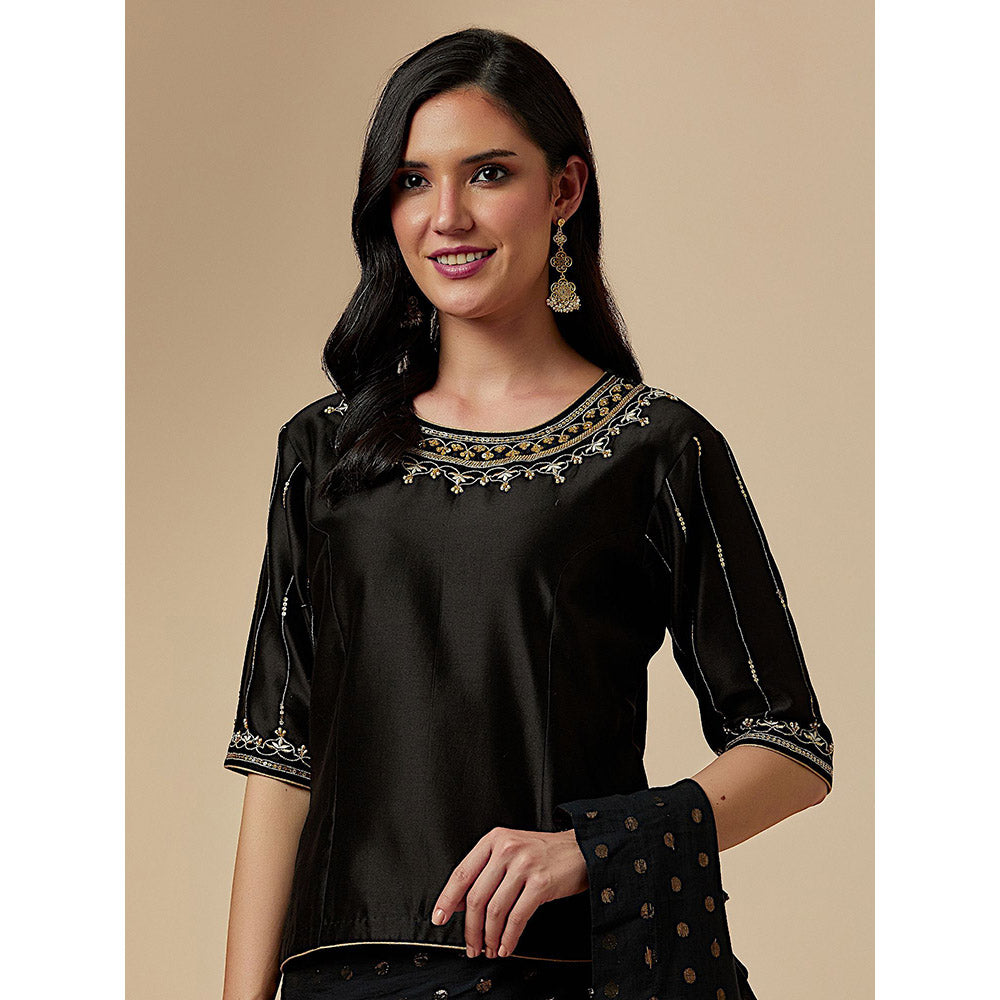 Anantaa by Roohi Trehan Black Closed Neck Blouse