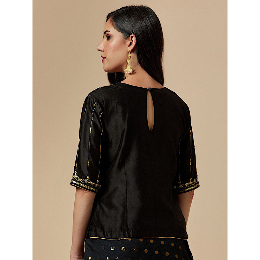 Anantaa by Roohi Trehan Black Closed Neck Blouse