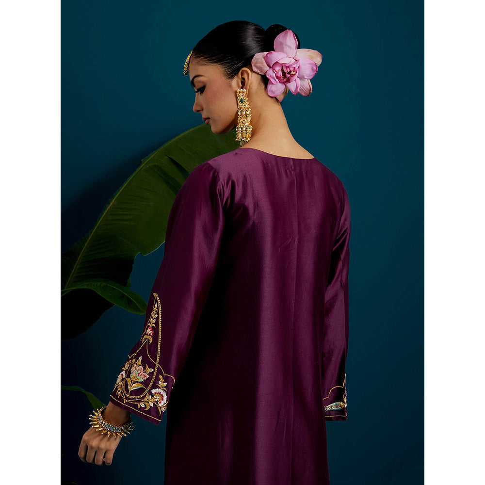 Anantaa by Roohi Trehan Purple Round Neck Long Yoke Kurta