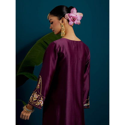 Anantaa by Roohi Trehan Purple Round Neck Long Yoke Kurta