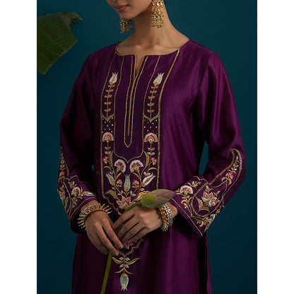 Anantaa by Roohi Trehan Purple Round Neck Long Yoke Kurta