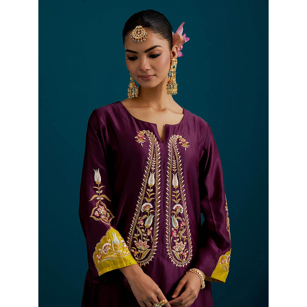 Anantaa by Roohi Trehan Purple Paisley Yoke Kurta