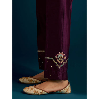 Anantaa by Roohi Trehan Purple Round Neck Long Yoke Kurta with Pant (Set of 2)