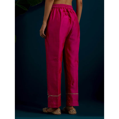 Anantaa by Roohi Trehan Pink Round Neck Long Yoke Kurta with Pant (Set of 2)