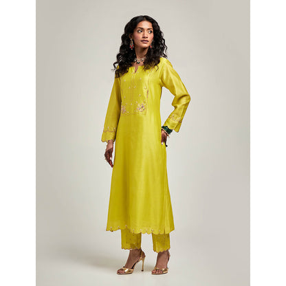 Anantaa by Roohi Trehan Embroidered Yoke Kurta with Pant - Green