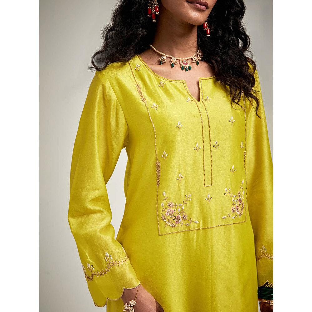 Anantaa by Roohi Trehan Embroidered Yoke Kurta with Pant - Green