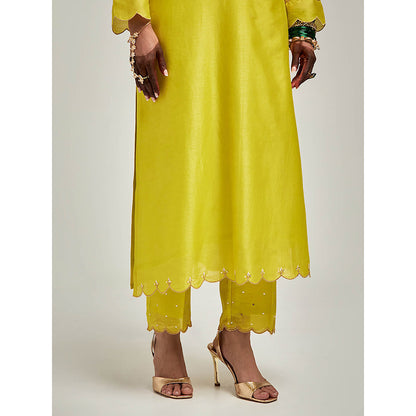 Anantaa by Roohi Trehan Embroidered Yoke Kurta with Pant - Green