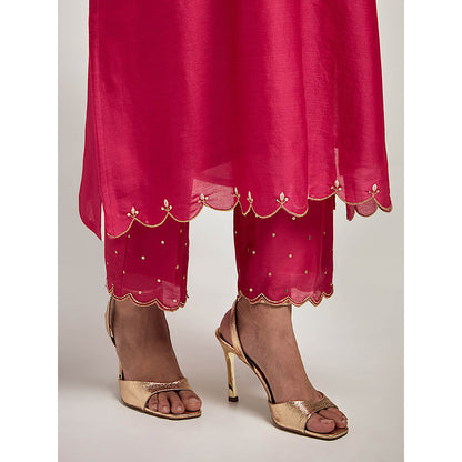 Anantaa by Roohi Trehan Embroidered Yoke Kurta with Pant - Magenta