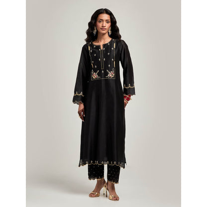 Anantaa by Roohi Trehan Embroidered Yoke Kurta with Pant - Black