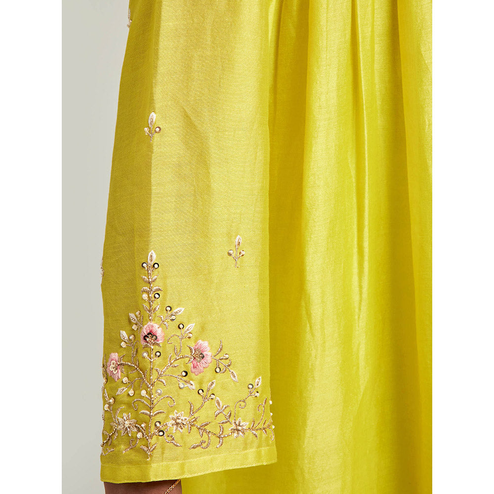 Anantaa by Roohi Trehan Short Embroidered Yoke Kurta With Pant - Green
