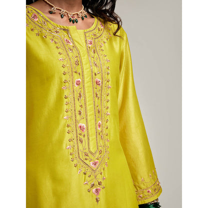 Anantaa by Roohi Trehan Embroidered Placket Kurta with Pant - Green