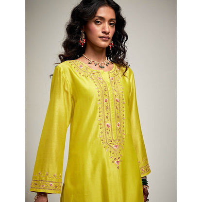 Anantaa by Roohi Trehan Embroidered Placket Kurta with Pant - Green