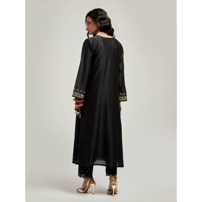 Anantaa by Roohi Trehan Embroidered Placket Kurta with Pant - Black