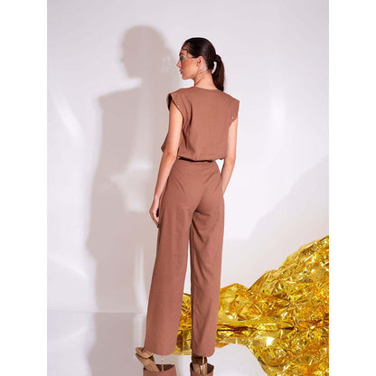 AN'ERA BY ASMITA VERMA Brown Mod Top with Pant (Set of 2)