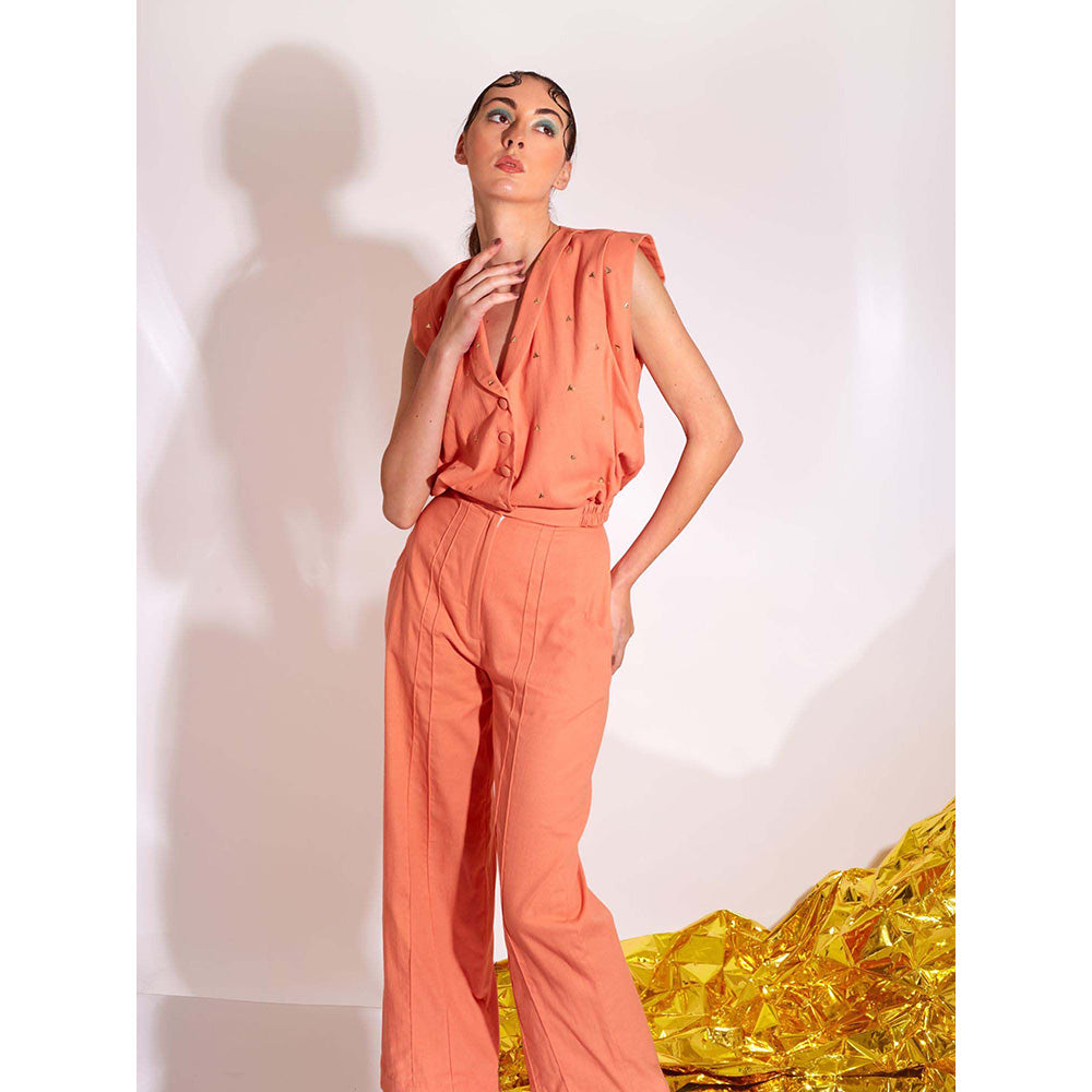 AN'ERA BY ASMITA VERMA Mod Orange Top with Pant (Set of 2)