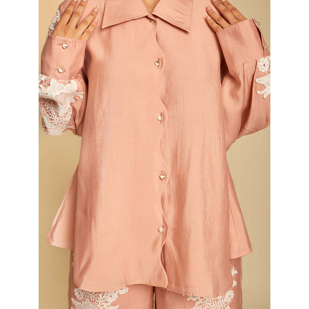 AN'ERA BY ASMITA VERMA Peach Rosella Shirt with Pant (Set of 2)
