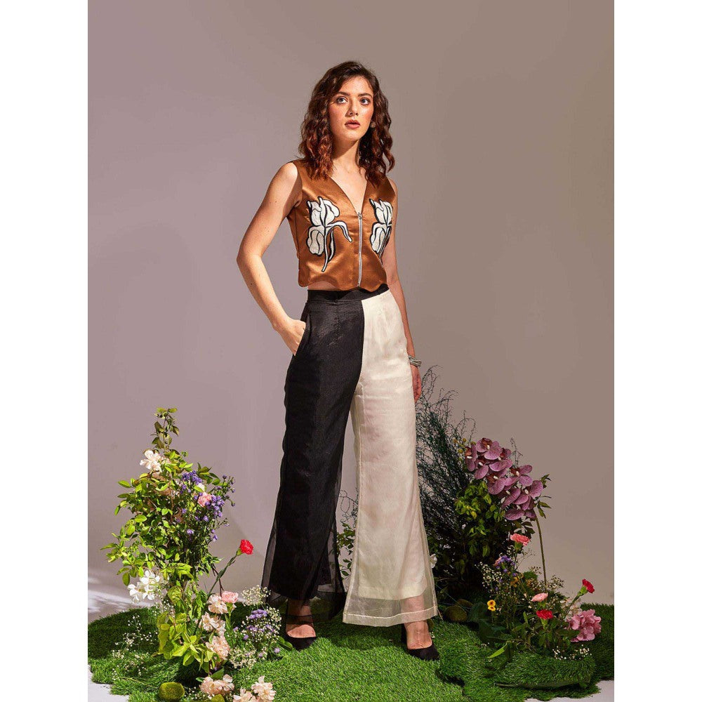AN'ERA BY ASMITA VERMA Brown Zoe Crop Jacket with Pant (Set of 2)