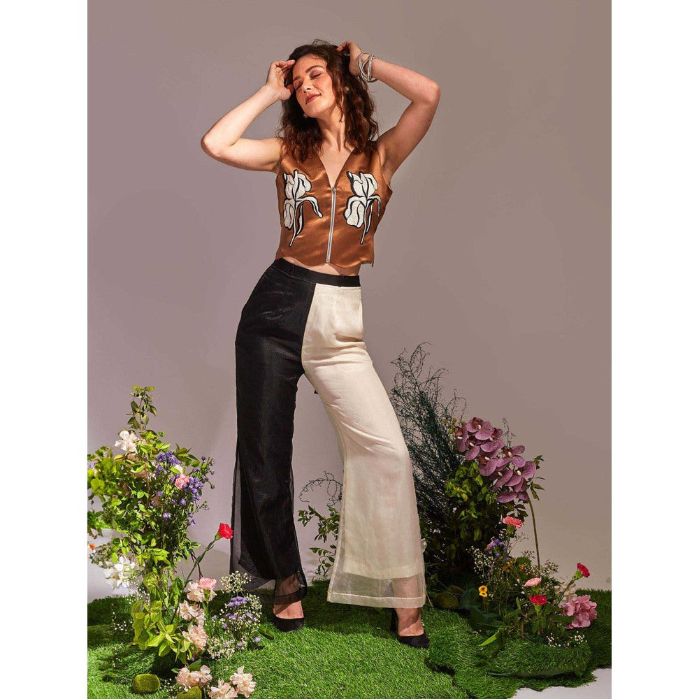 AN'ERA BY ASMITA VERMA Brown Zoe Crop Jacket with Pant (Set of 2)