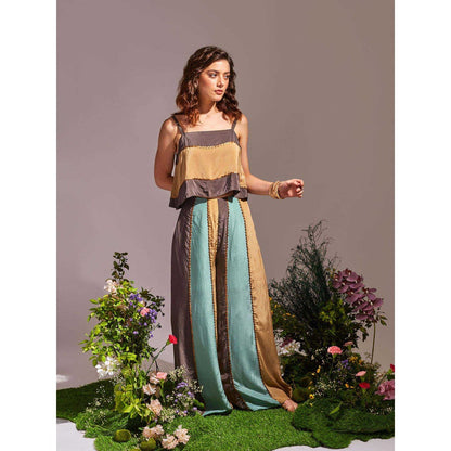 AN'ERA BY ASMITA VERMA Multi-Colour Laven Dusk Crop Top with Pant (Set of 2)