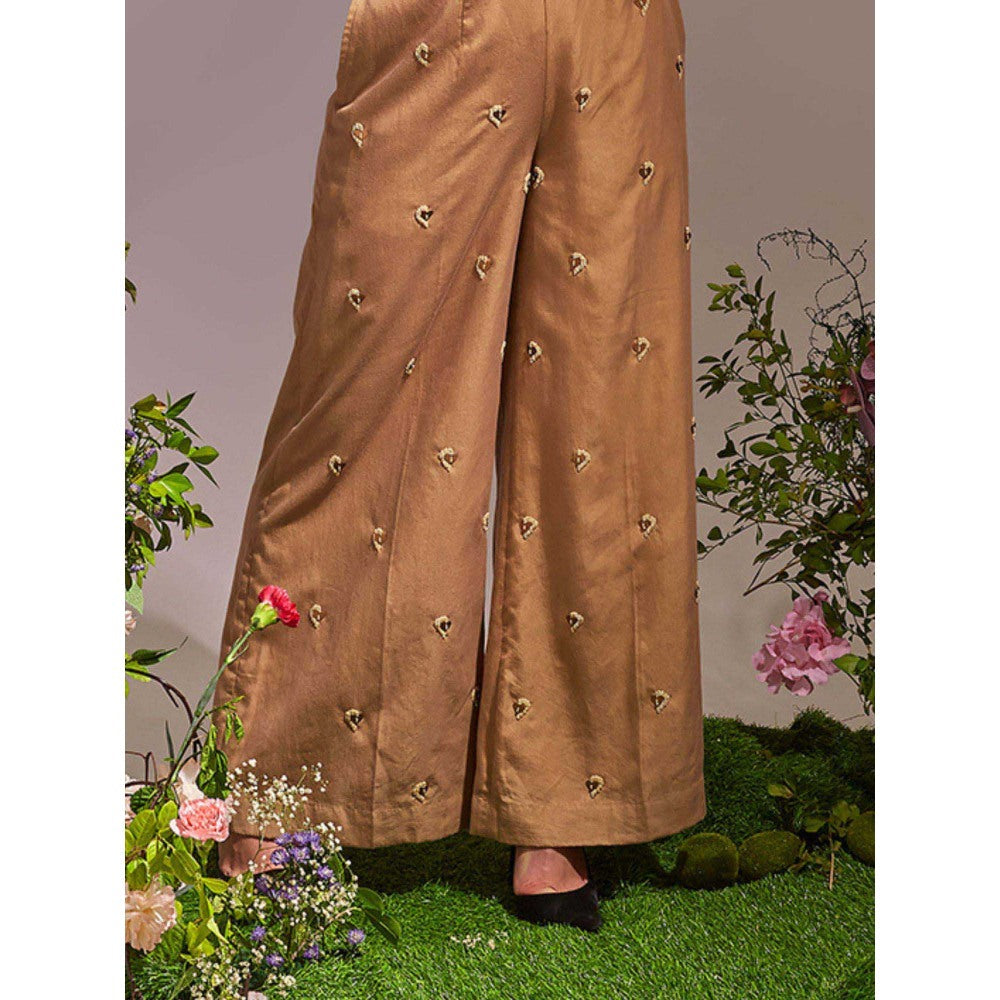 AN'ERA BY ASMITA VERMA Beige Fae Bustier with Shrug and Pant (Set of 3)