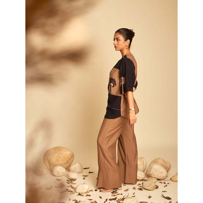 AN'ERA BY ASMITA VERMA Brown Areca Shirt with Pant (Set of 2)