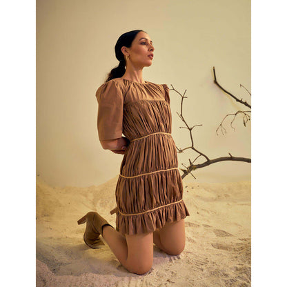 AN'ERA BY ASMITA VERMA Brown Dune Mini Dress