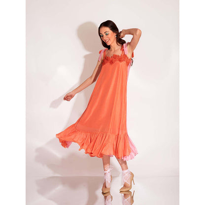 AN'ERA BY ASMITA VERMA Pink Tulip Midi Dress