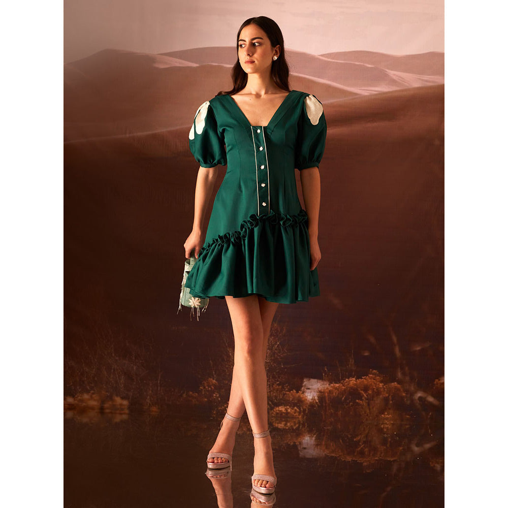 AN'ERA BY ASMITA VERMA Green Embroidered Dress